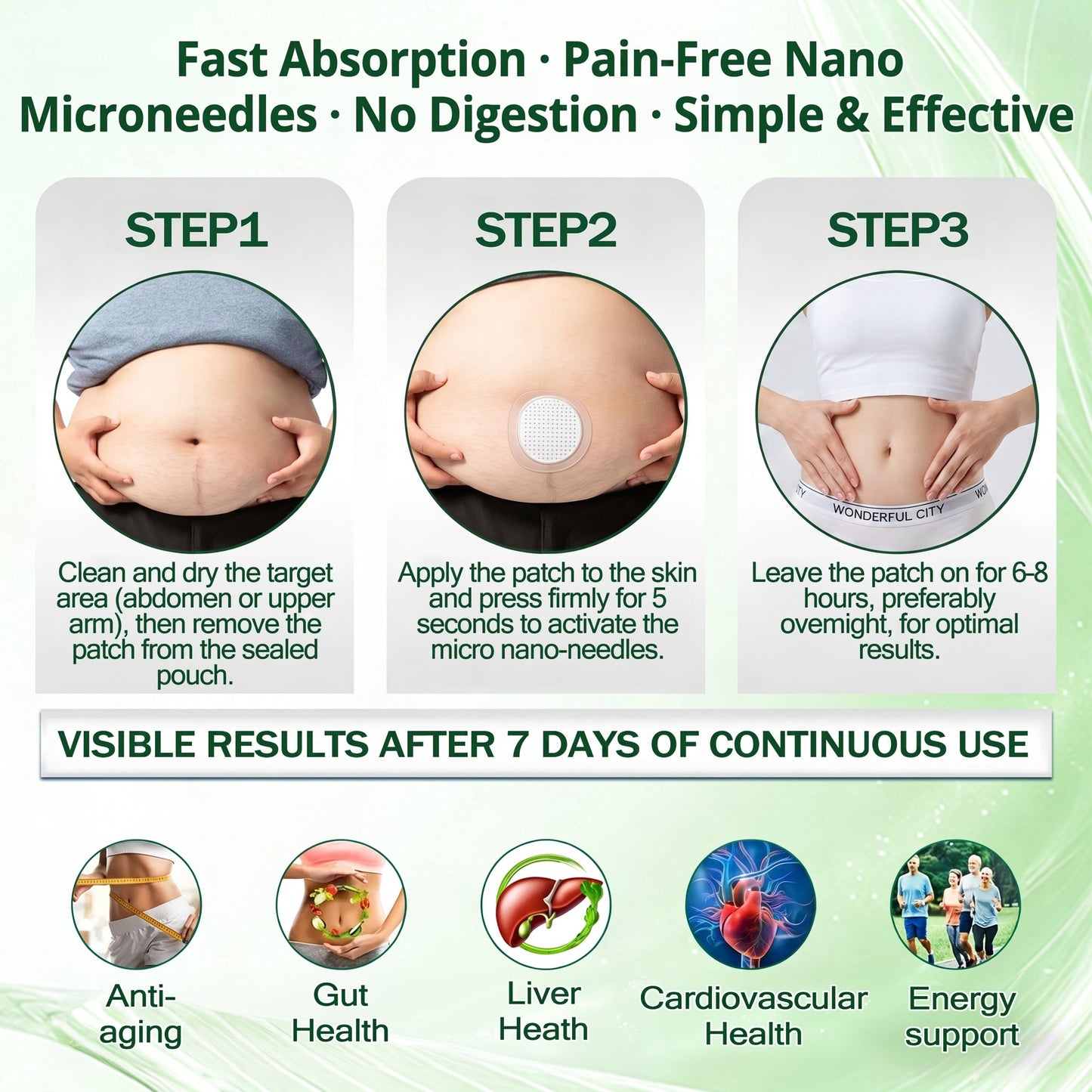 Miretha® Moringa · Berberine+ 10-in-1 Advanced Nano Microneedle Patch