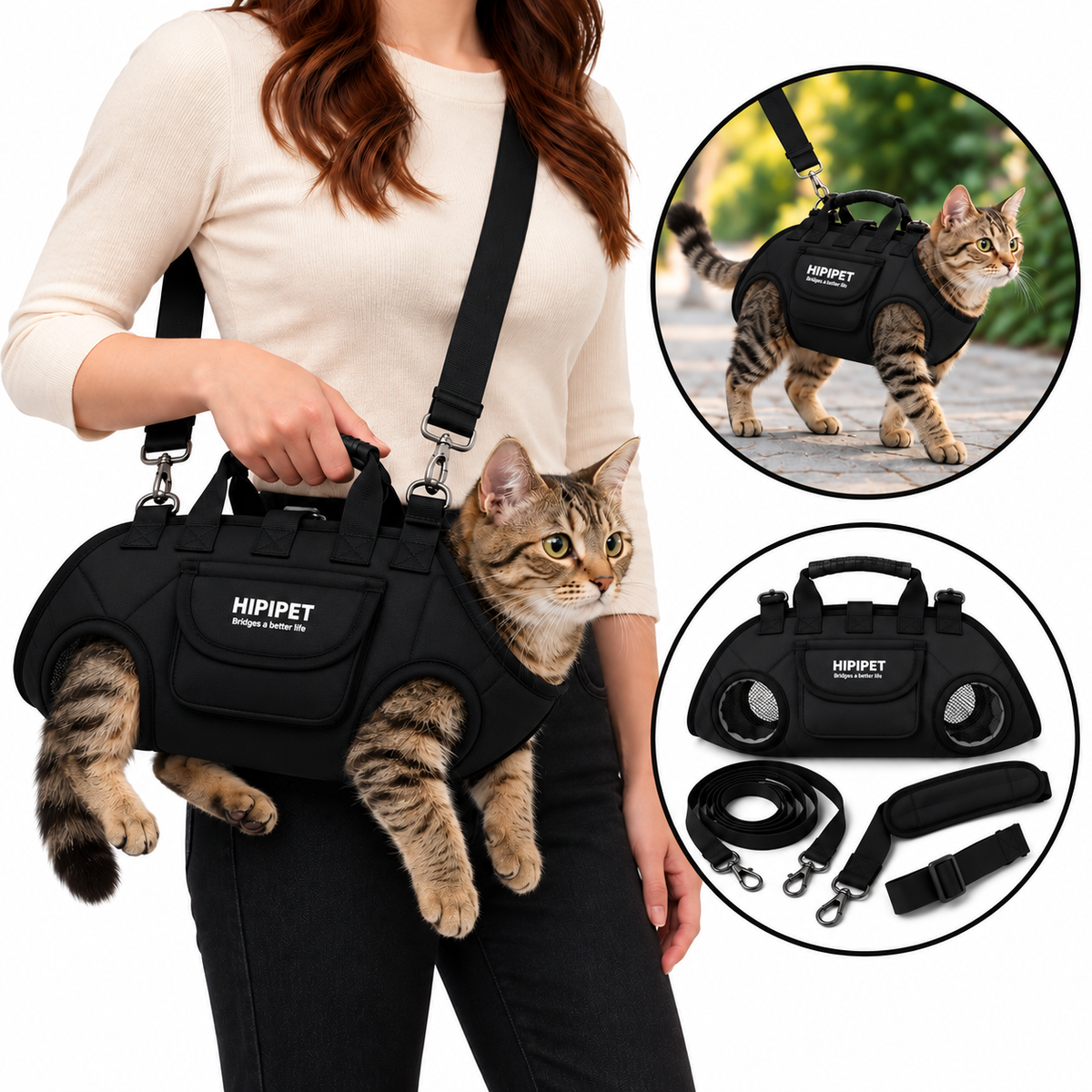 ❤️Hands-Free Cat Carrier Bag with Adjustable Straps