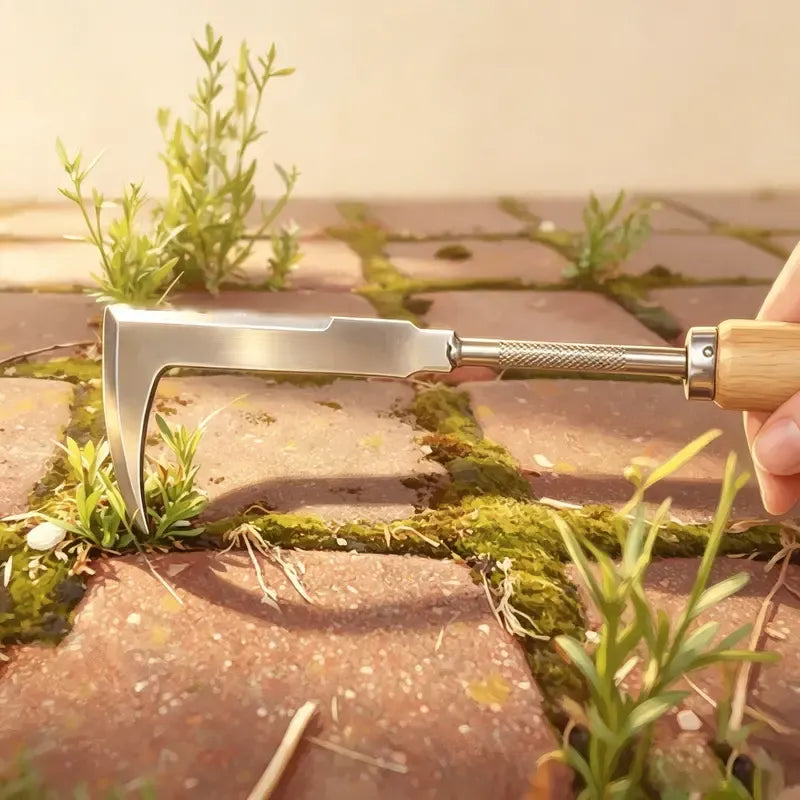 🌿Wooden Handle Crevice Weeder – Stainless Steel Weed Remover