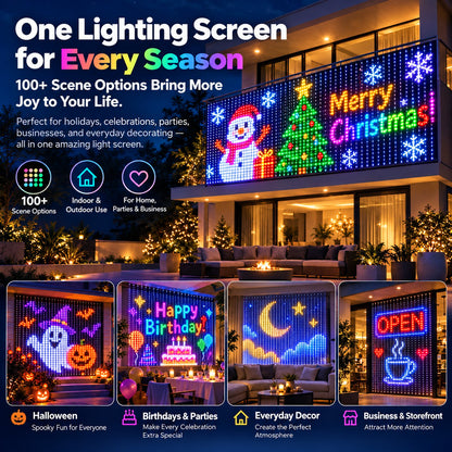 ✨ Turn Your Balcony Into A Giant LED Light Show! 🎄 Smart 300-LED Animated Mesh Screen 🎆📱