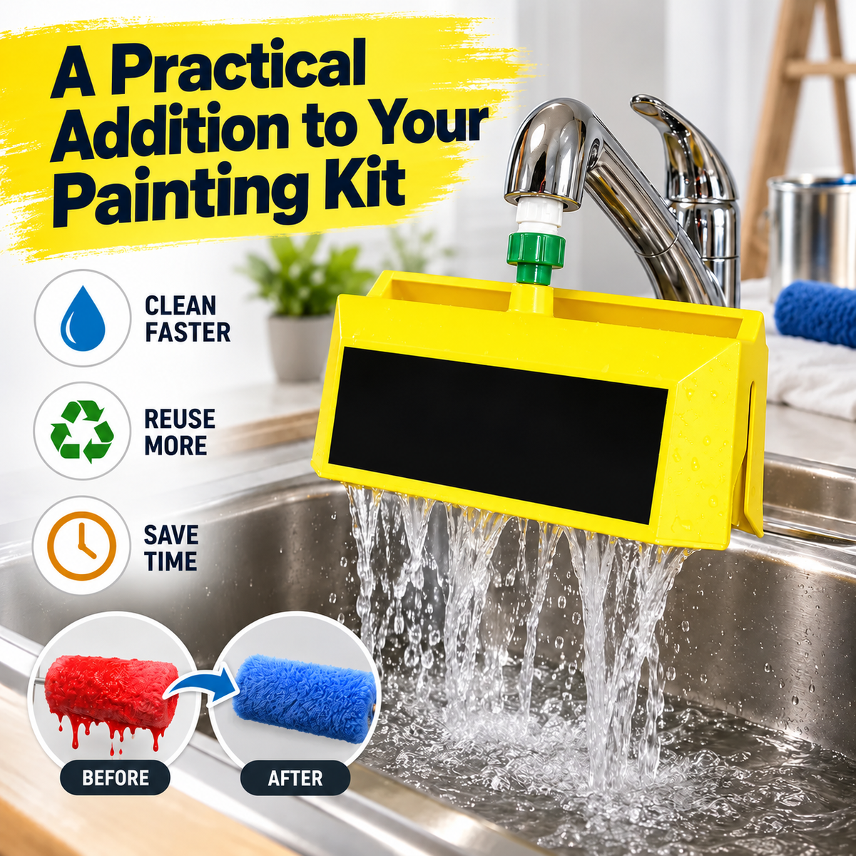 🎁Paint Roller Cleaner with Hose &amp; Faucet Adapter