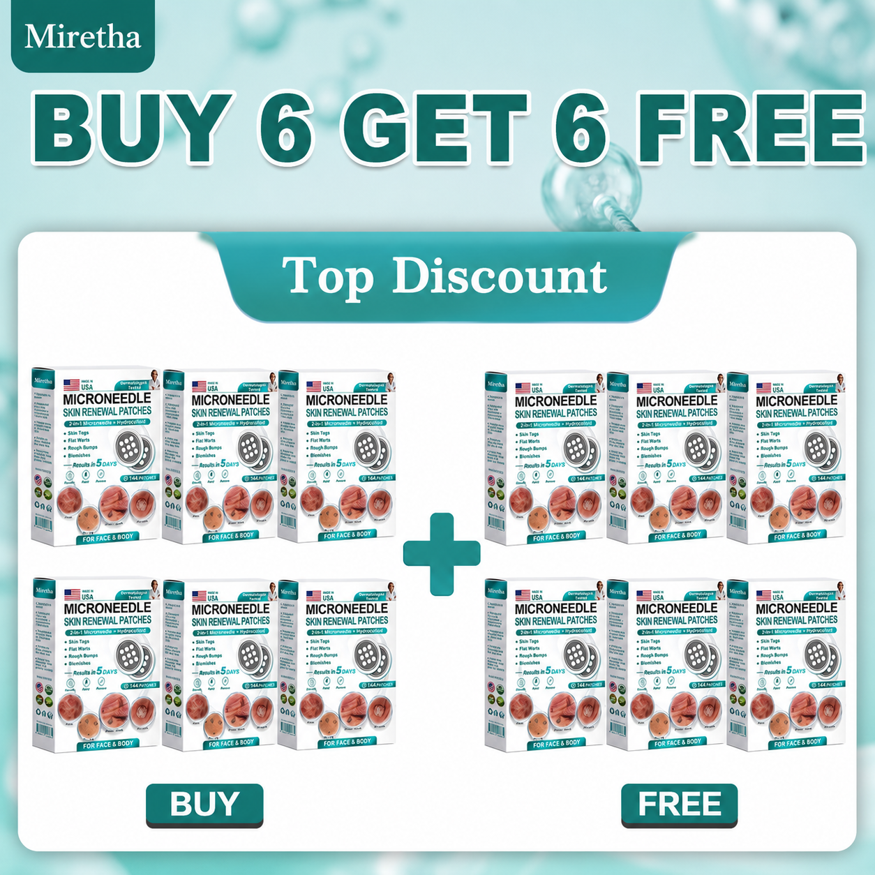 Miretha® 2-in-1 Microneedle & Hydrocolloid Patch👨‍⚕️ | Removes raised moles, acne, flat warts, and skin tags | Helps improve wrinkles, scars, and blemishes | Invisible patches for face and body💖