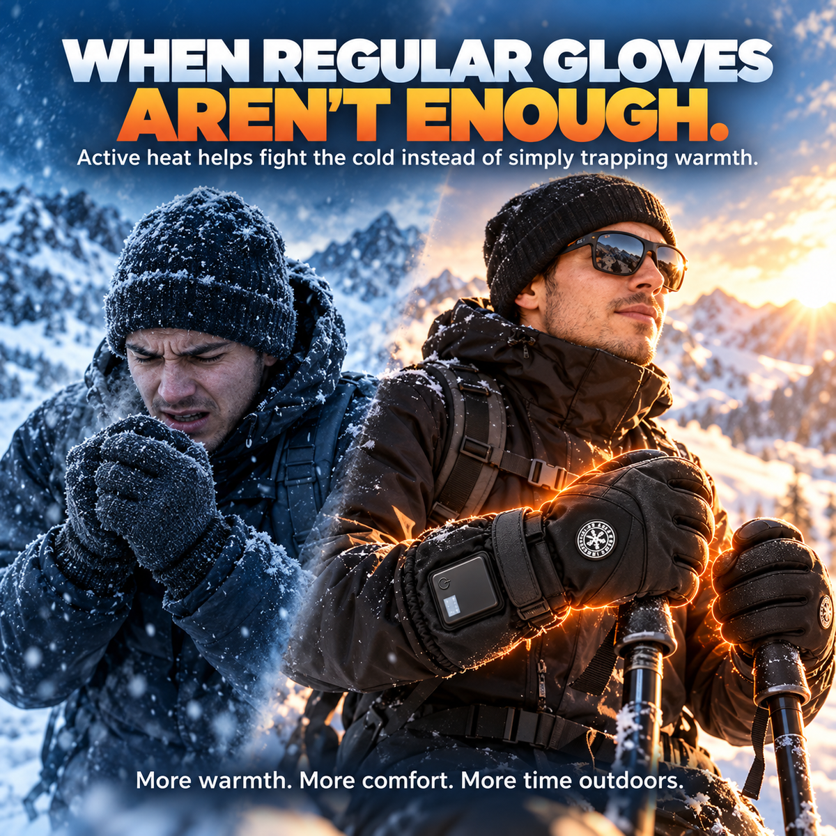 🔥 Rechargeable Heated Gloves – 3 Heat Settings, Waterproof Winter Gloves