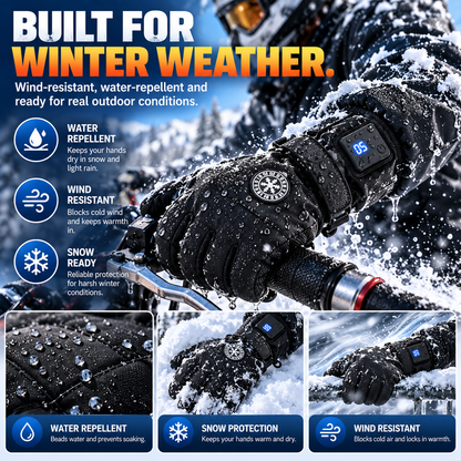 🔥 Rechargeable Heated Gloves – 3 Heat Settings, Waterproof Winter Gloves