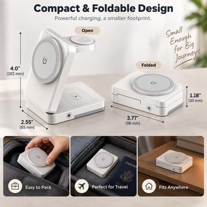 3-in-1 Wireless Charging Stand for iPhone, Apple Watch & AirPods