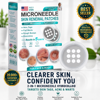Miretha® 2-in-1 Microneedle & Hydrocolloid Patch👨‍⚕️ | Removes raised moles, acne, flat warts, and skin tags | Helps improve wrinkles, scars, and blemishes | Invisible patches for face and body💖