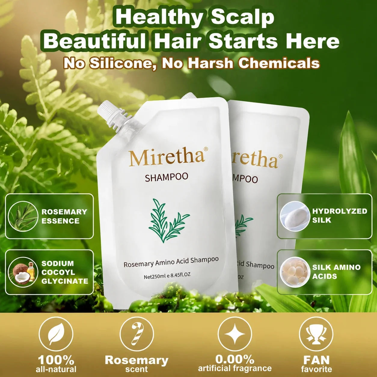 Miretha®Rosemary&Anti-Hair Fall HairLoss Treatment Shampoo
