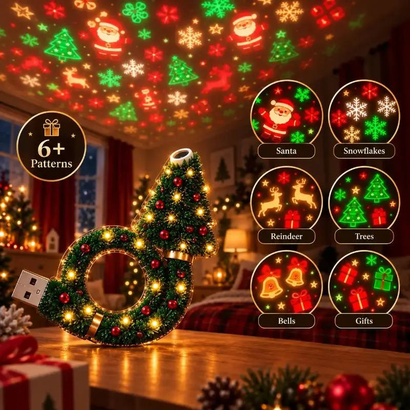 🎄 50% OFF Christmas Projector Night Light ✨ USB Holiday Wall Projector
