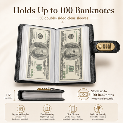 💵 50% OFF Secure Banknote Collection Booklet – Holds Up to 100 Notes 🔐