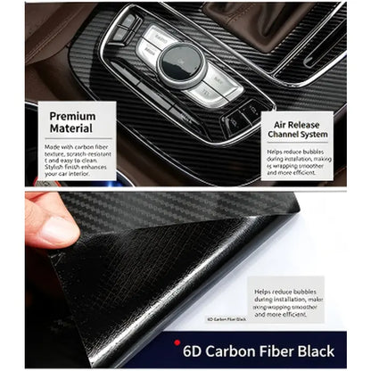 🚗 6D Gloss Carbon Fiber Vinyl Wrap – Peel, Stick & Upgrade Your Car’s Look