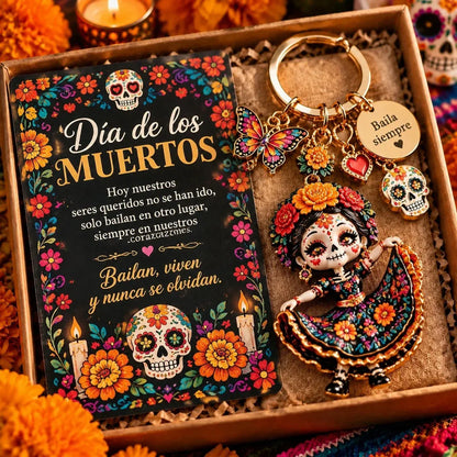 🌼 Día de Muertos-Inspired Layered Charm Keychain for Keys & Bags 💀