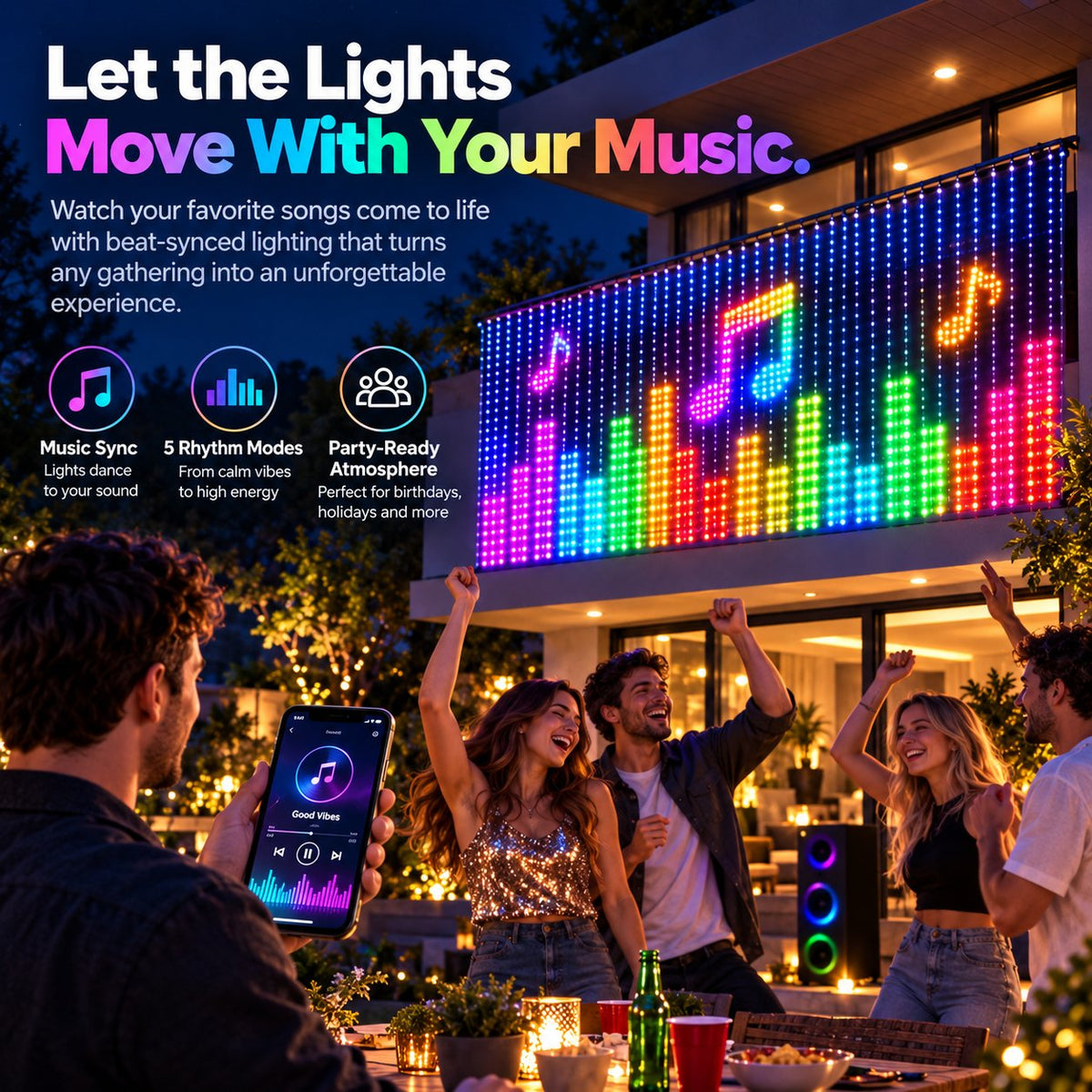 ✨ Turn Your Balcony Into A Giant LED Light Show! 🎄 Smart 300-LED Animated Mesh Screen 🎆📱