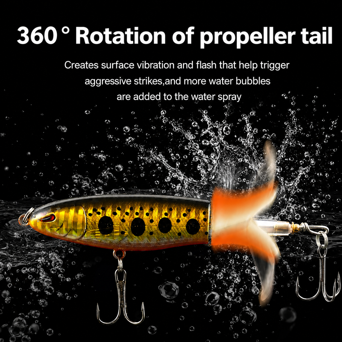5-Pack Topwater Propeller Fishing Lures for Bass & Pike
