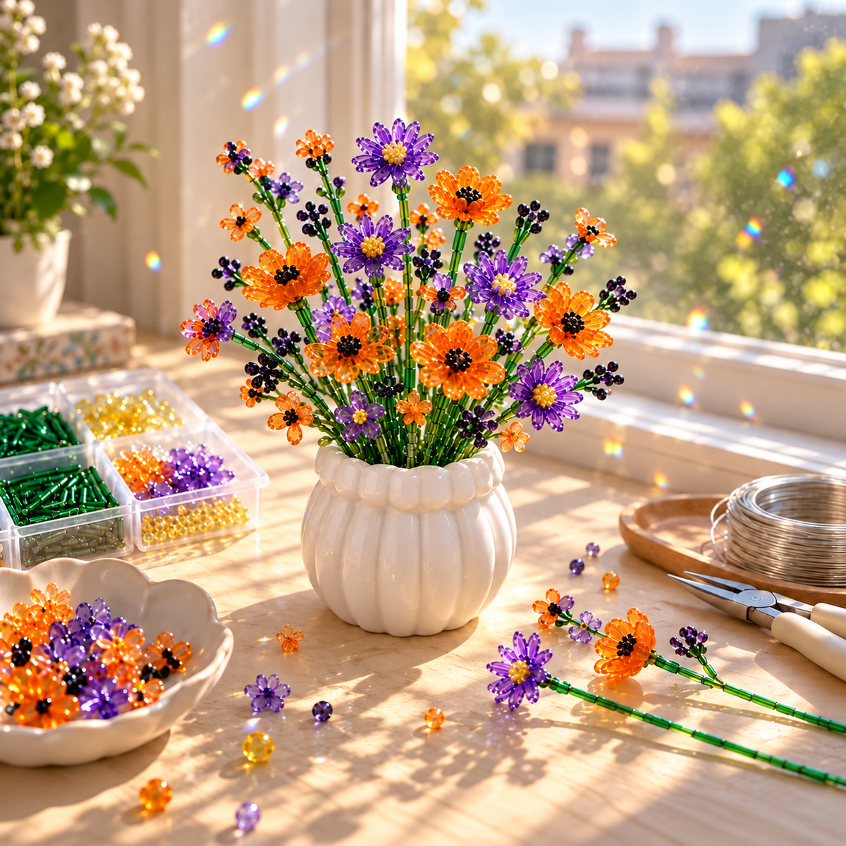 🌼✨DIY Beaded Wildflower Bouquet Kit – Handmade Crystal Flower Craft Set🌸✨