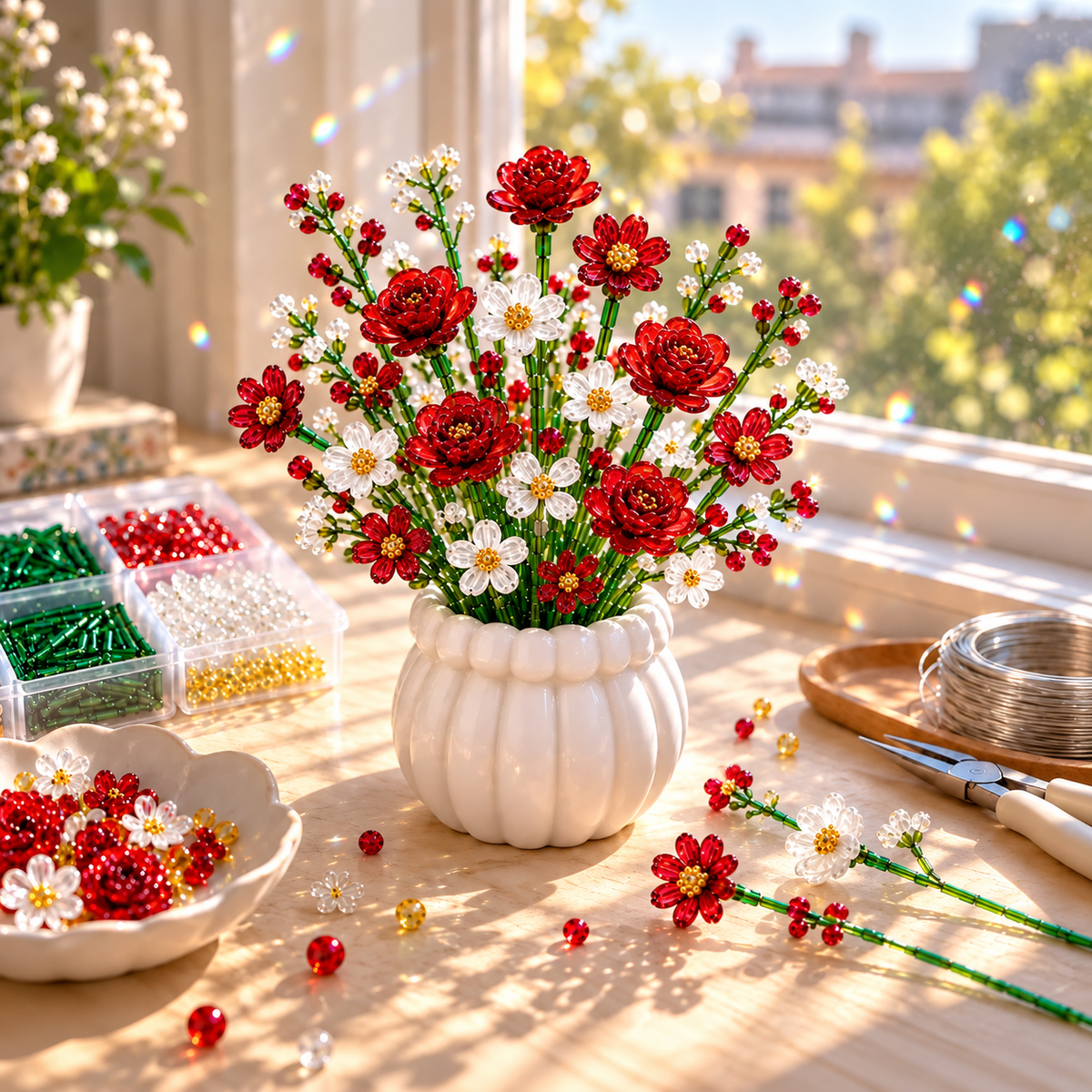 🌼✨DIY Beaded Wildflower Bouquet Kit – Handmade Crystal Flower Craft Set🌸✨