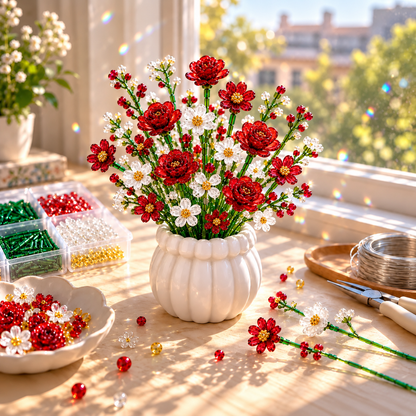 🌼✨DIY Beaded Wildflower Bouquet Kit – Handmade Crystal Flower Craft Set🌸✨