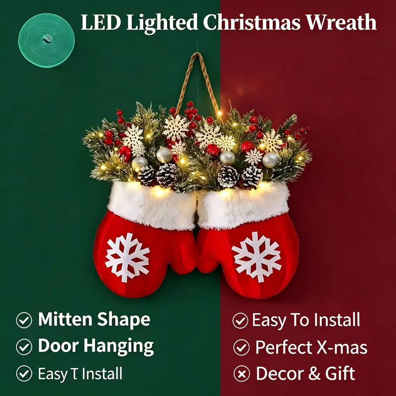 🎄 Light-Up Christmas Mitten Door Hanging