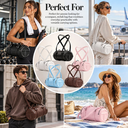 🎁Mini Faux Leather Duffle Bag With Detachable Shoulder Strap