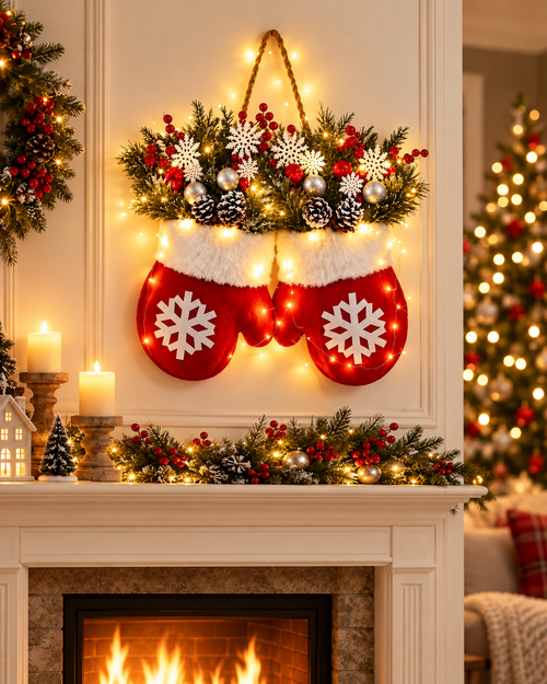 🎄 Light-Up Christmas Mitten Door Hanging