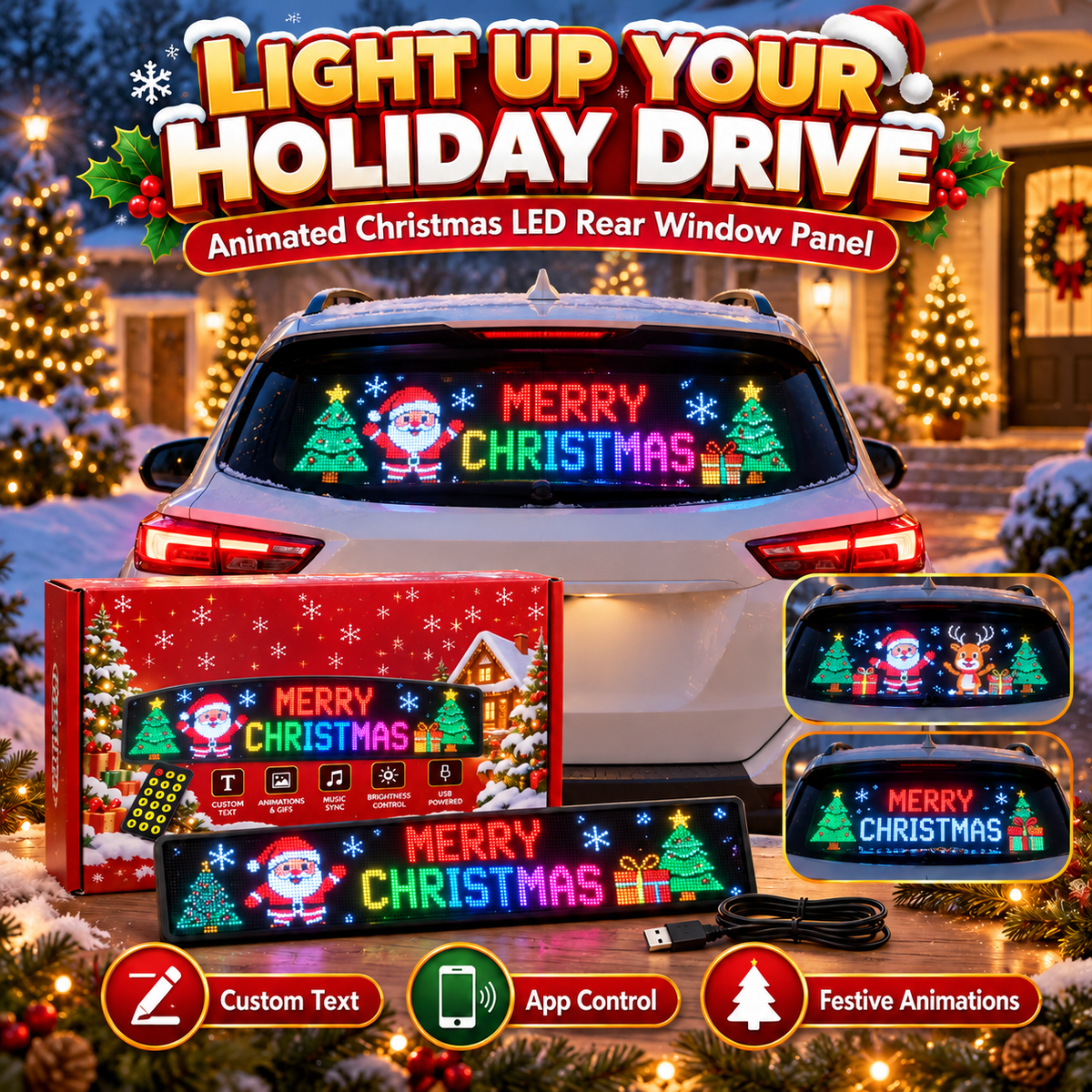 Animated Christmas LED Car Window Display – Make Every Drive Festive
