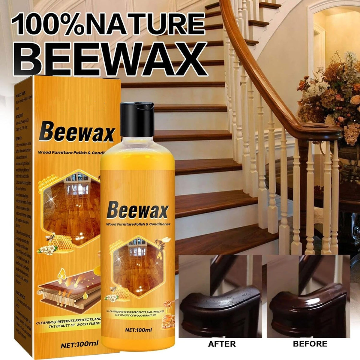 Beeswax Wood Polish Spray | Restore Shine & Protect Wood Furniture