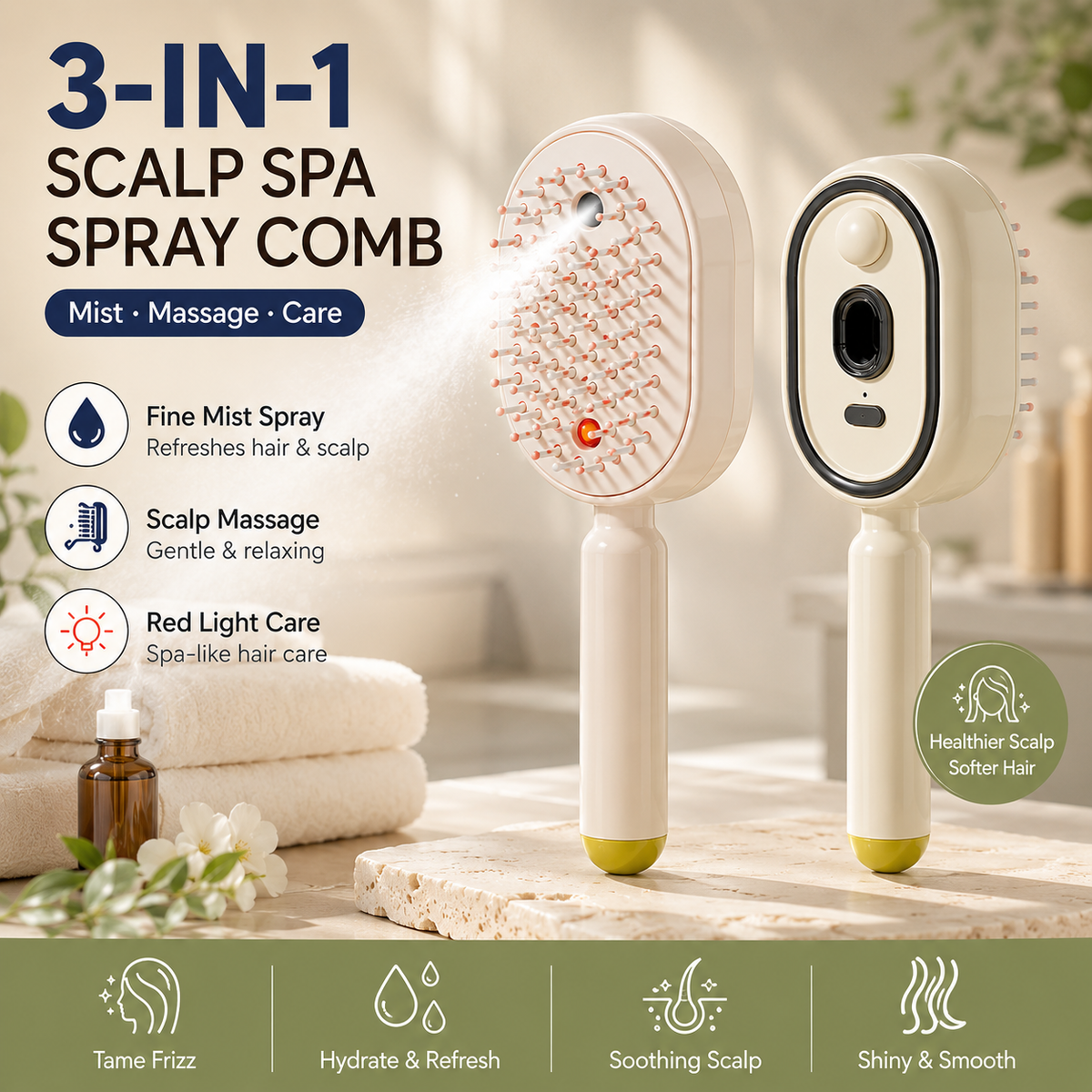 3-in-1 Mist Spray Scalp Massage Comb