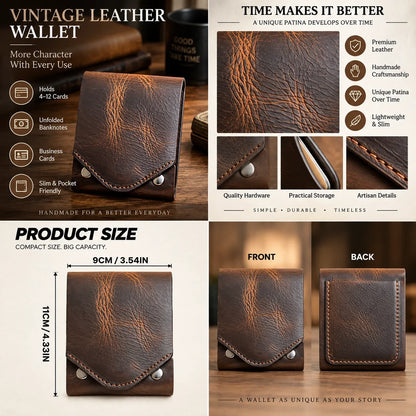 🎁Vintage Handmade Leather Wallet With Business Card Holder