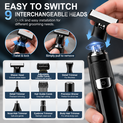 9-in-1 Men's Grooming Kit – One Tool for Beard, Hair & Body