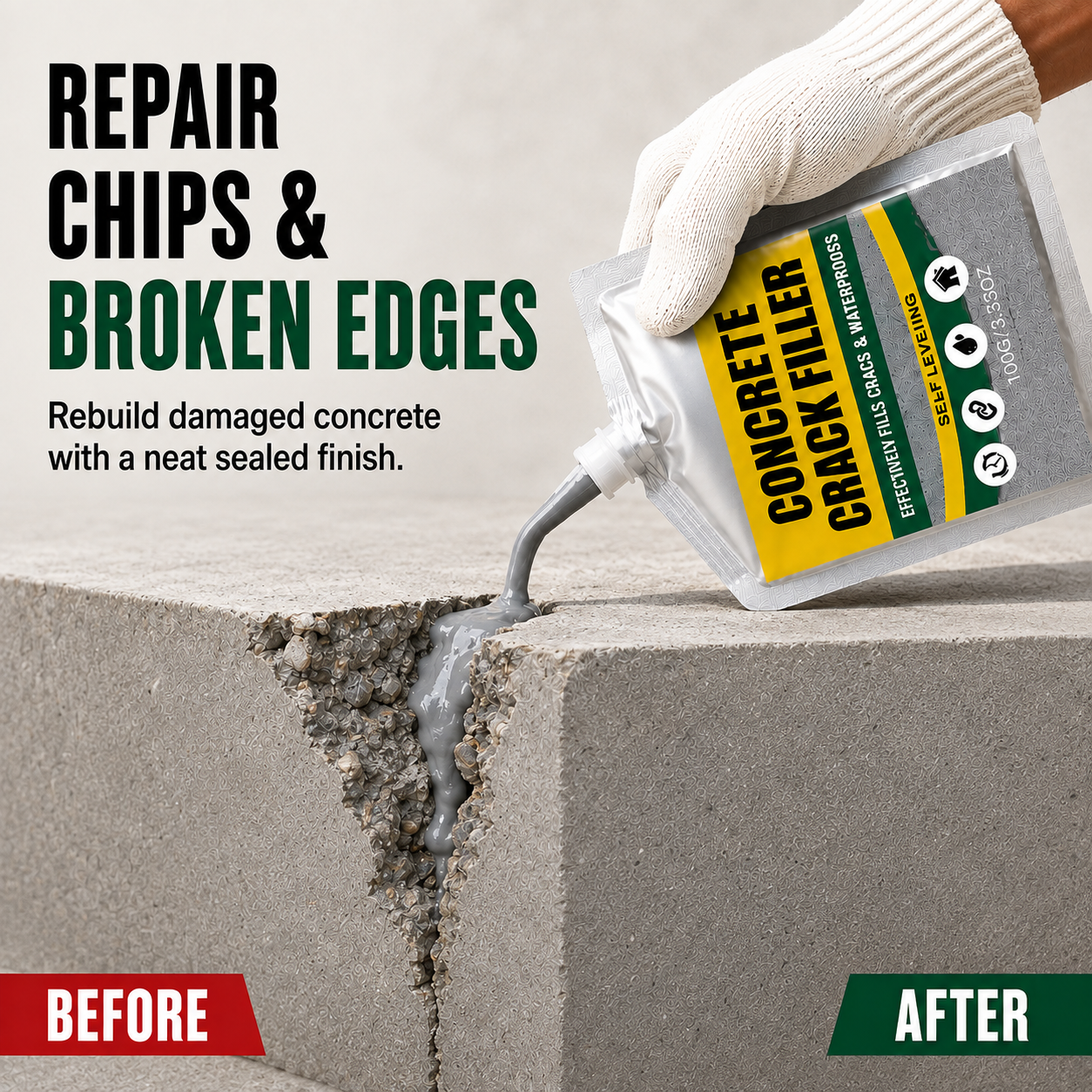 🏠 Waterproof Concrete Crack Filler for Indoor & Outdoor Use