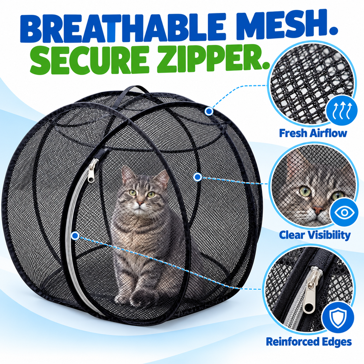 🐱🌿 Cat Haven™ – Pop-Up Mesh Playpen