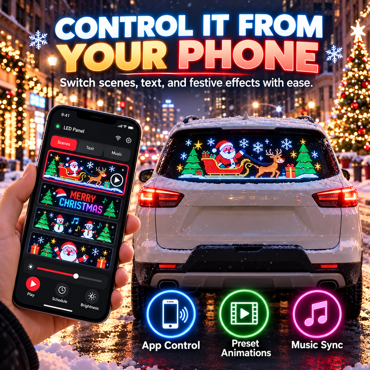 Animated Christmas LED Car Window Display – Make Every Drive Festive