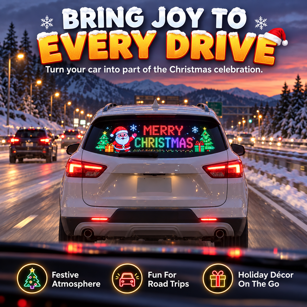 Animated Christmas LED Car Window Display – Make Every Drive Festive