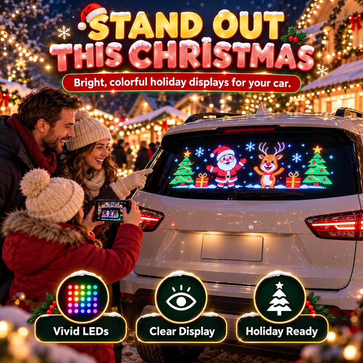 Animated Christmas LED Car Window Display – Make Every Drive Festive