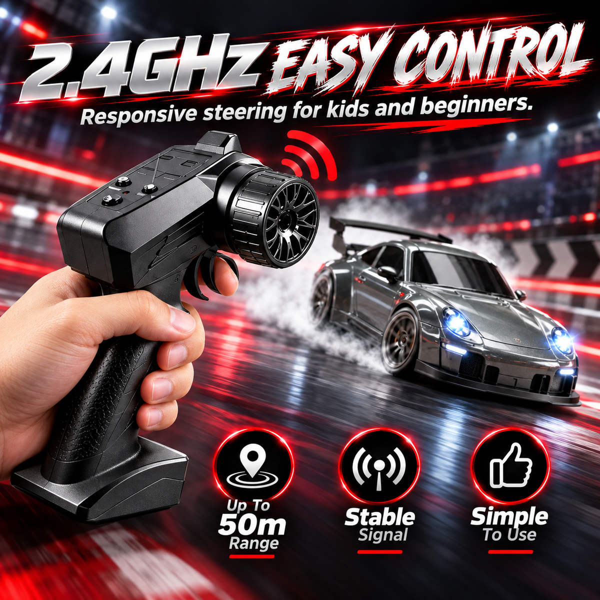 🚗 2.4GHz RC Drift Car For Kids – High Speed Remote Control Racing Fun Toy