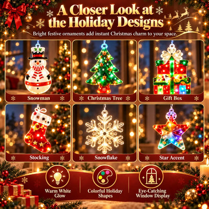 🎁Christmas Ornament Curtain Lights – Light-Up Holiday Window Decorations for Home