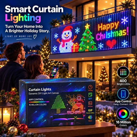✨ Turn Your Balcony Into A Giant LED Light Show! 🎄 Smart 300-LED Animated Mesh Screen 🎆📱