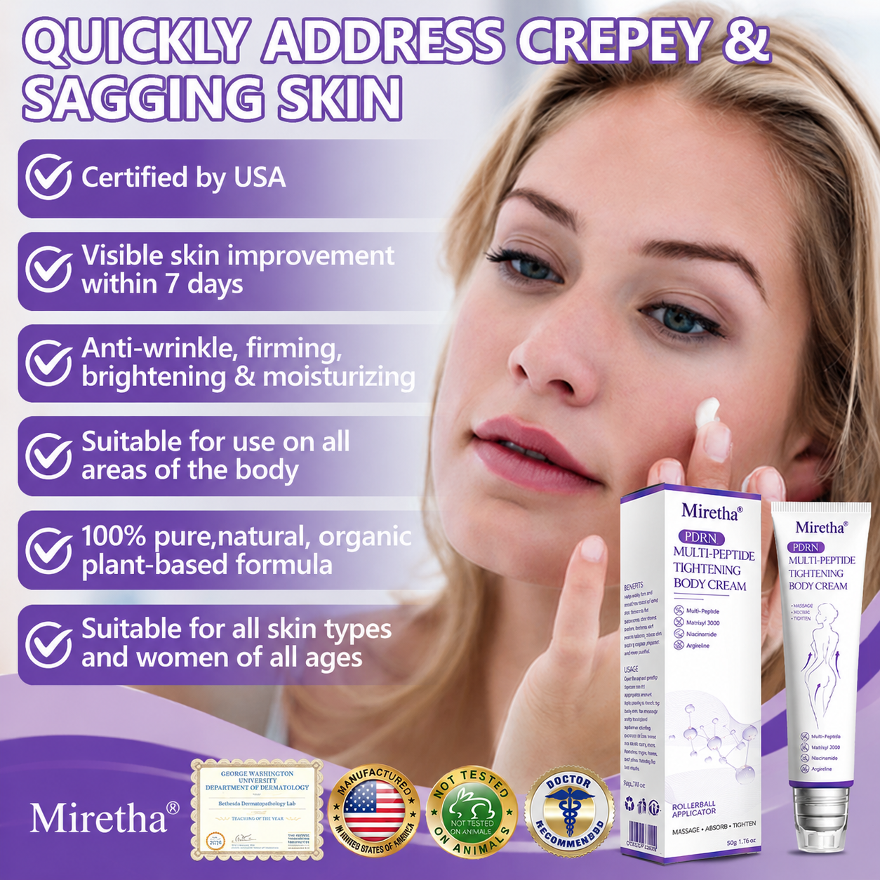 FDA Official: MIRETHA® PDRN Multi-Peptide Massaging Body Roller Cream