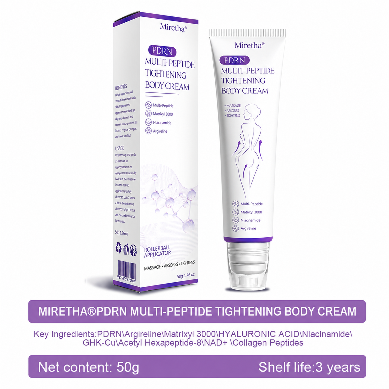 FDA Official: MIRETHA® PDRN Multi-Peptide Massaging Body Roller Cream