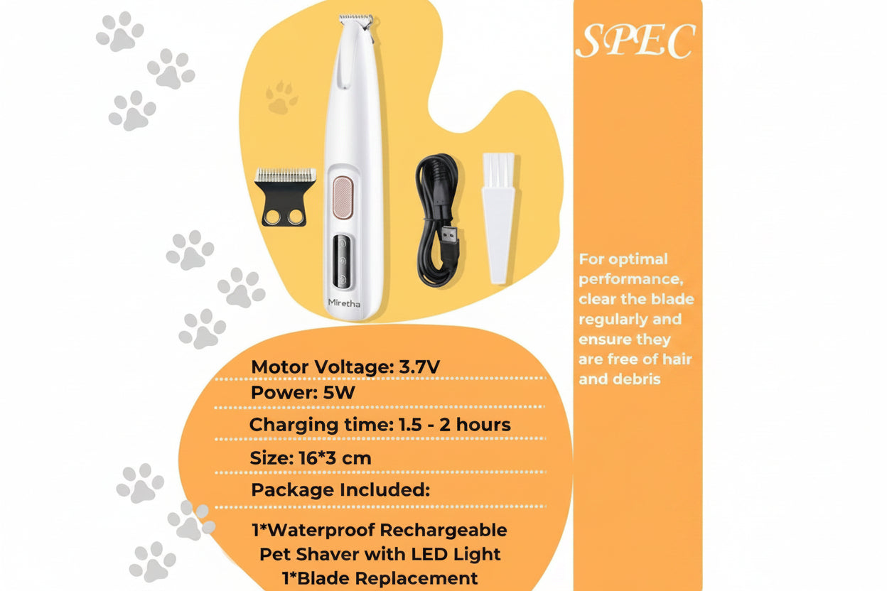 ✂️🐾Precision Pet Trimmer – Safe Grooming for Paws, Eyes & Tail with LED Light
