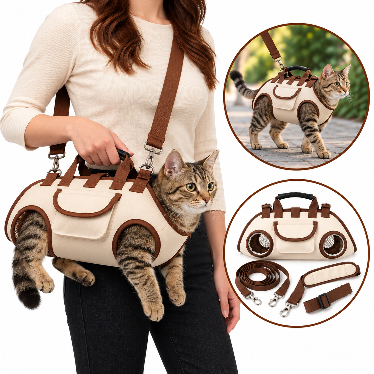 ️Hands-Free Cat Carrier Bag with Adjustable Straps – Miretha