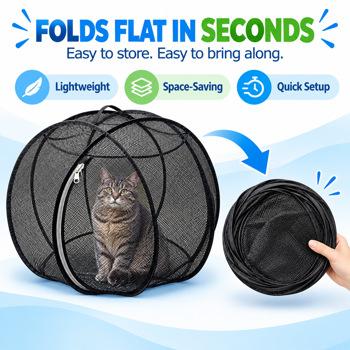 🐱🌿 Cat Haven™ – Pop-Up Mesh Playpen