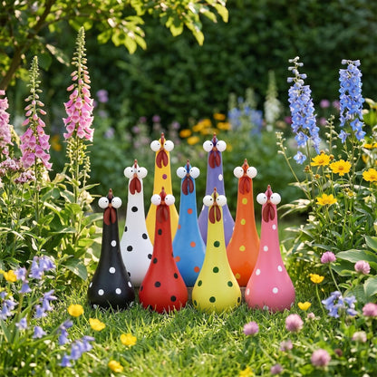 🐔Handcrafted Colorful Polka Dot Chickens