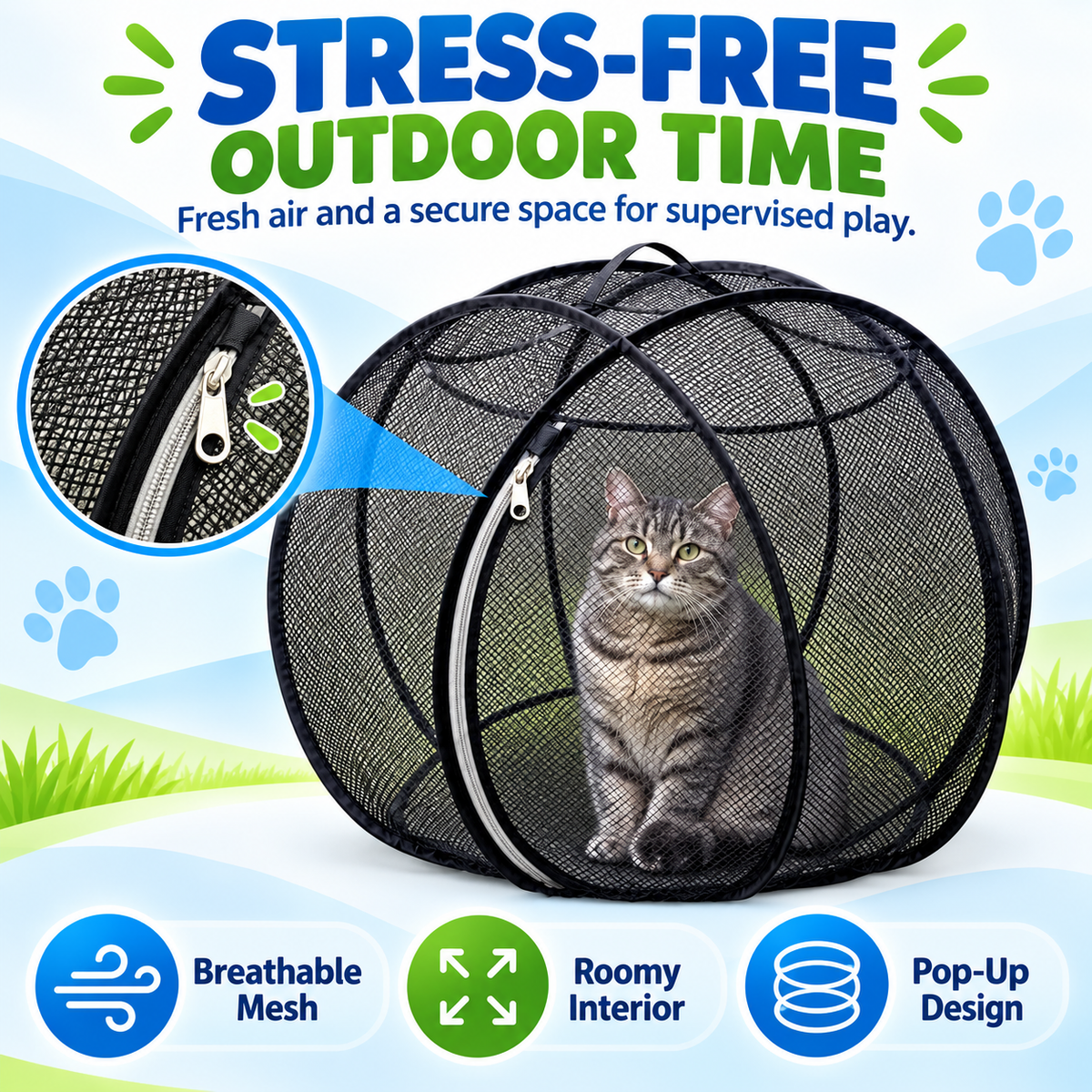🐱🌿 Cat Haven™ – Pop-Up Mesh Playpen