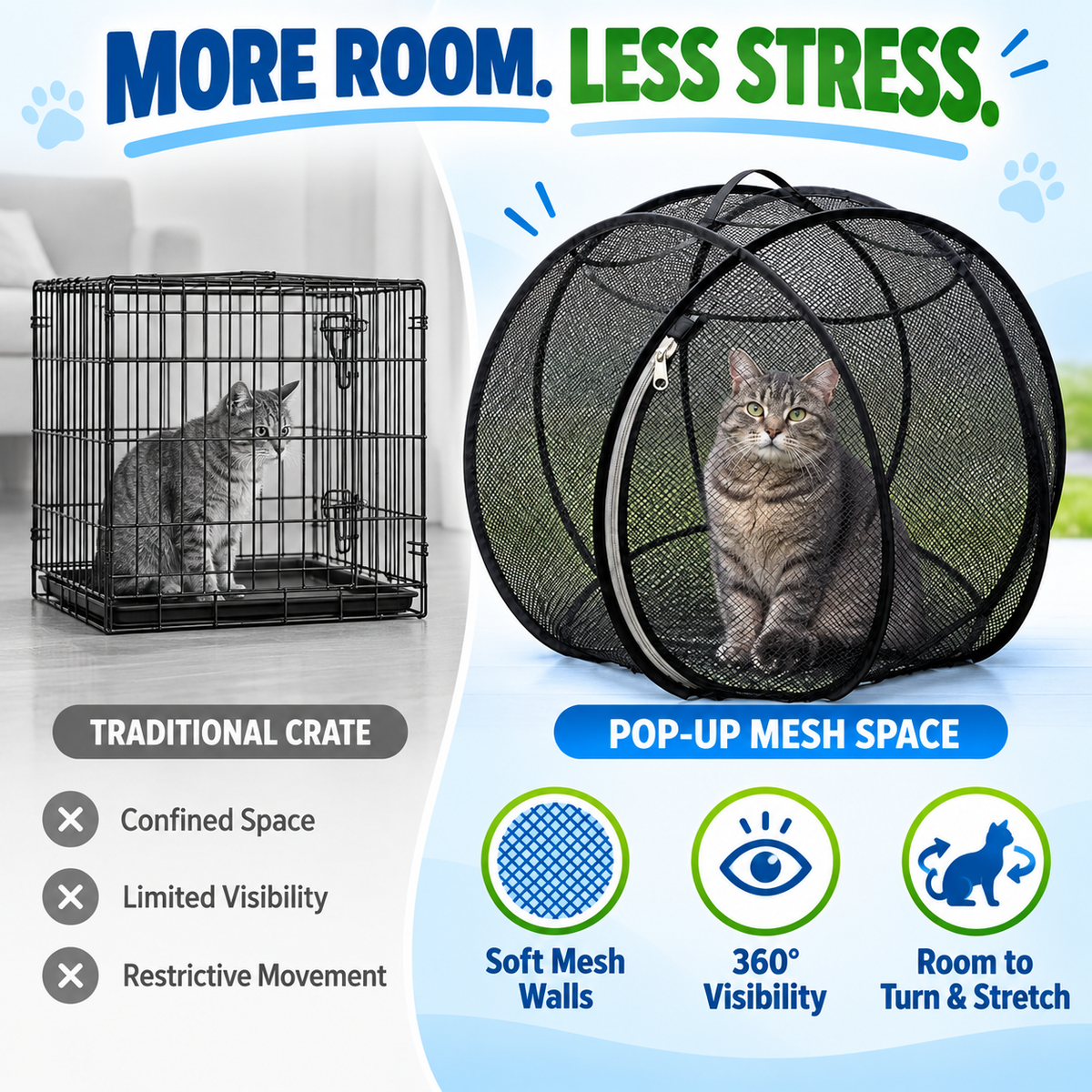 🐱🌿 Cat Haven™ – Pop-Up Mesh Playpen