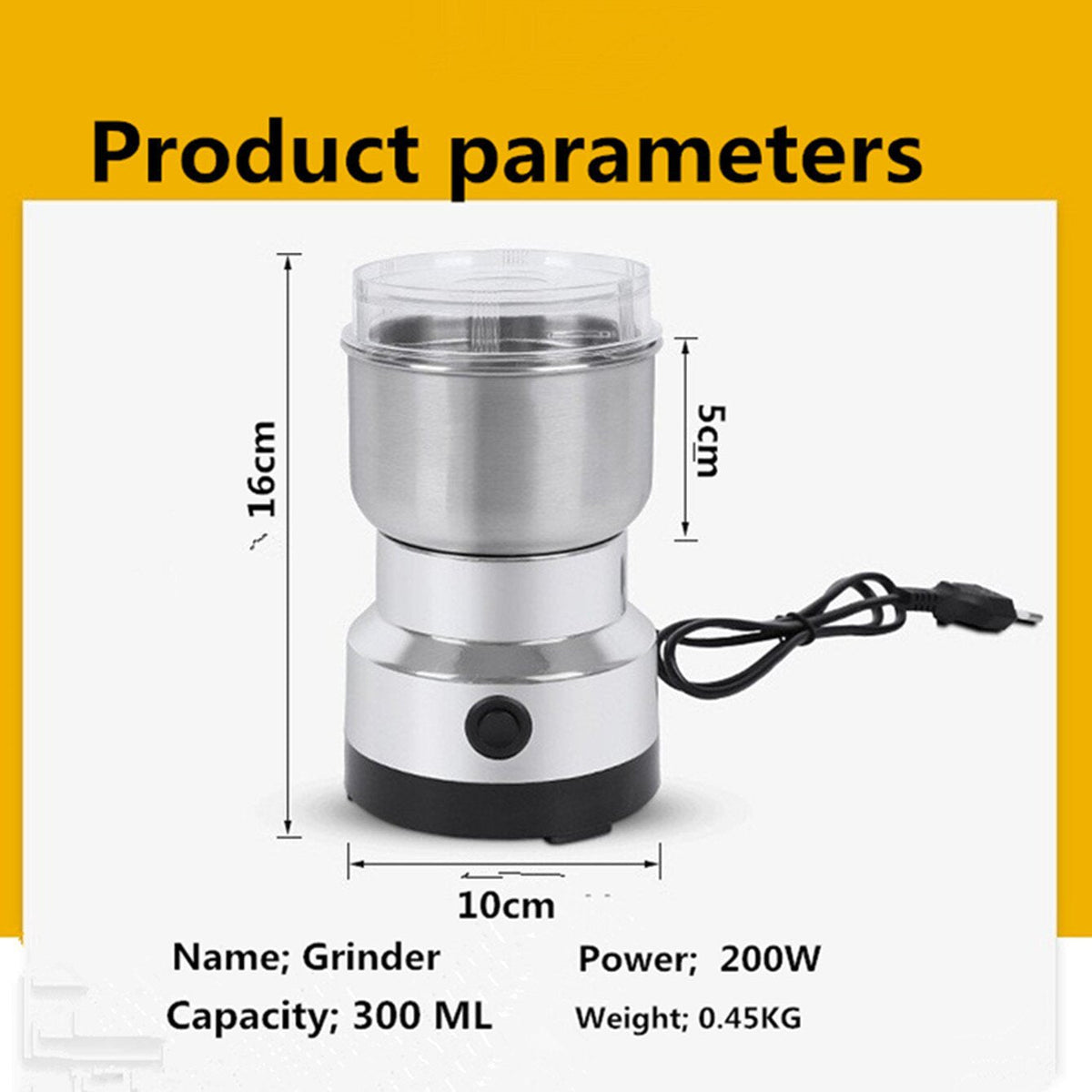 🌿 Stainless Steel Dry Ingredient Grinder ✨ Spices, Grains & Coffee