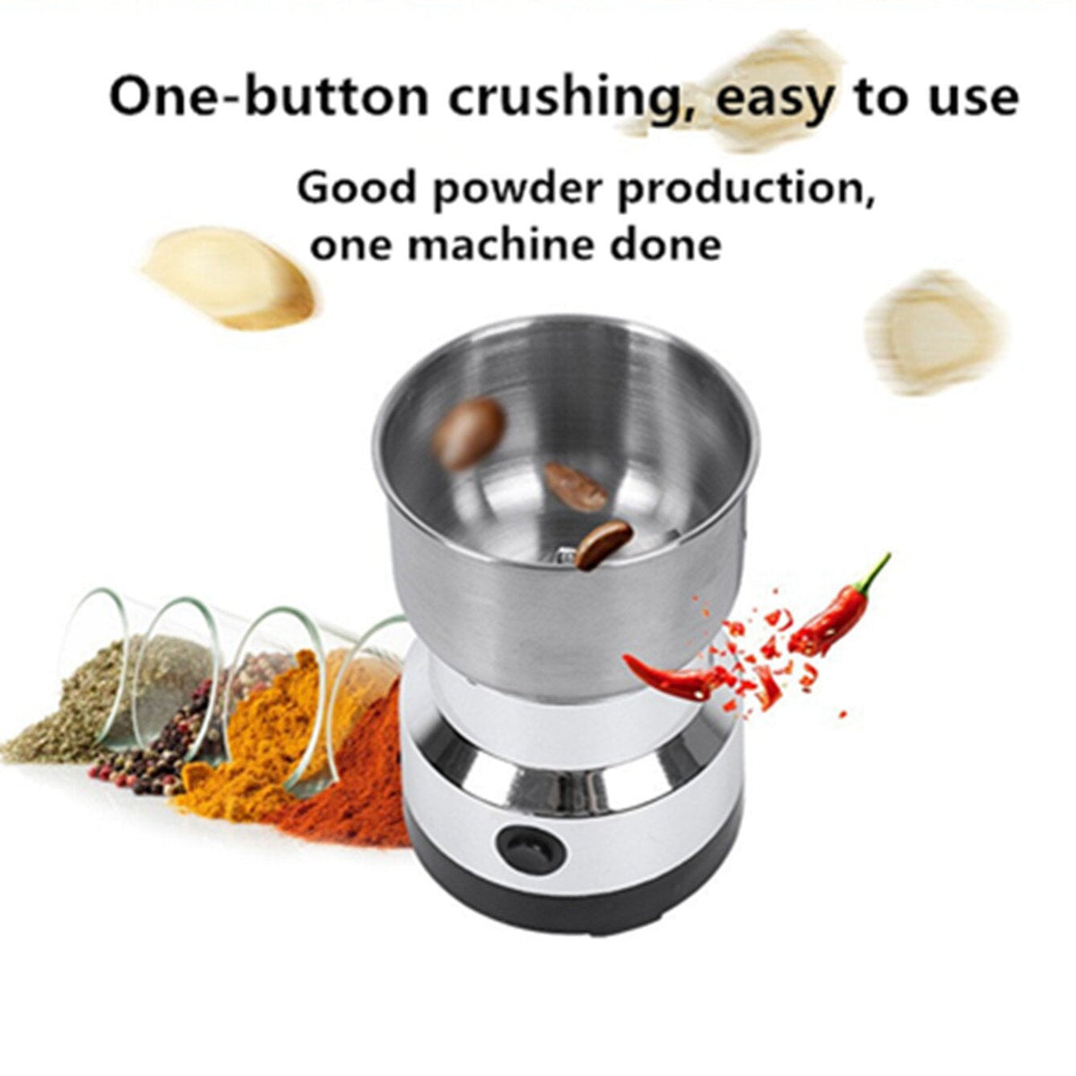 🌿 Stainless Steel Dry Ingredient Grinder ✨ Spices, Grains & Coffee