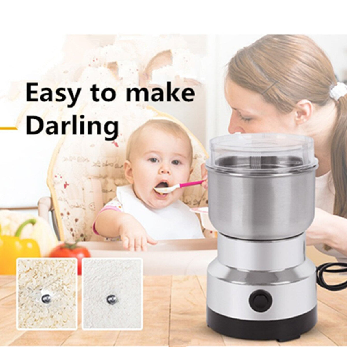 🌿 Stainless Steel Dry Ingredient Grinder ✨ Spices, Grains & Coffee