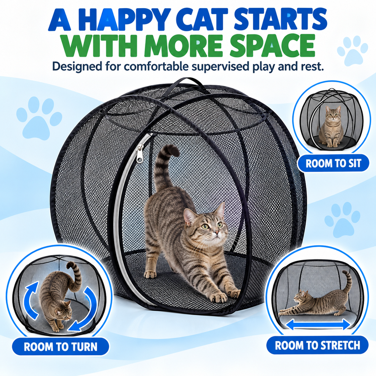 🐱🌿 Cat Haven™ – Pop-Up Mesh Playpen