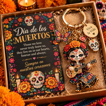 🌼 Día de Muertos-Inspired Layered Charm Keychain for Keys & Bags 💀