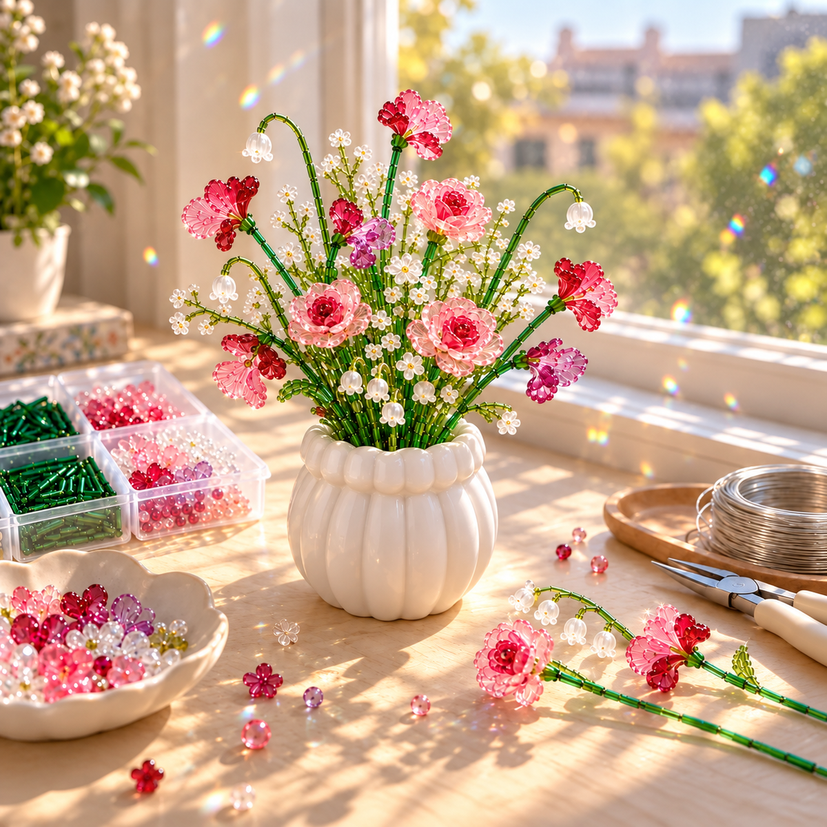 🌼✨DIY Beaded Wildflower Bouquet Kit – Handmade Crystal Flower Craft Set🌸✨